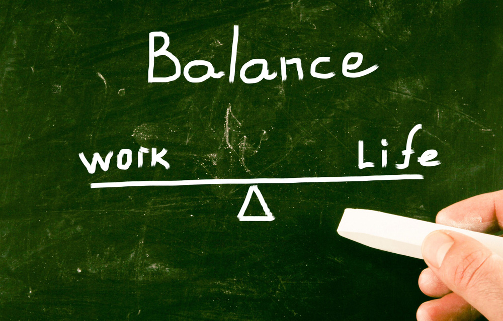 work life balance written on chalkboard